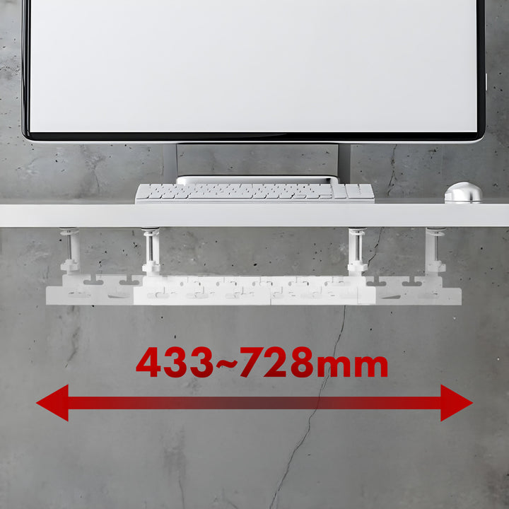 Maclean kabelopbergsysteem voor onder het bureau, max. belasting 5kg, max. 728 mm, wit, MC-103 W