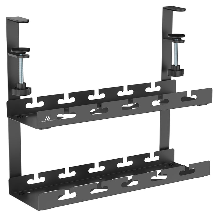 Maclean kabelopbergsysteem voor onder het bureau, max. belasting 5kg, 2 niveaus, zwart, MC-104 B