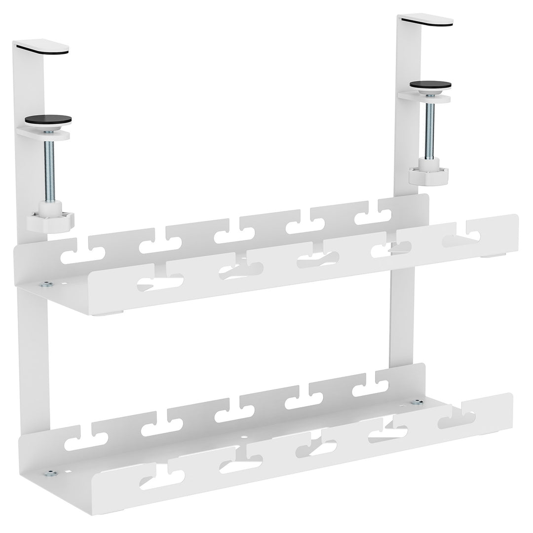 Maclean kabelopbergsysteem voor onder het bureau, max. belasting 5kg, 2 niveaus, wit, MC-104 W