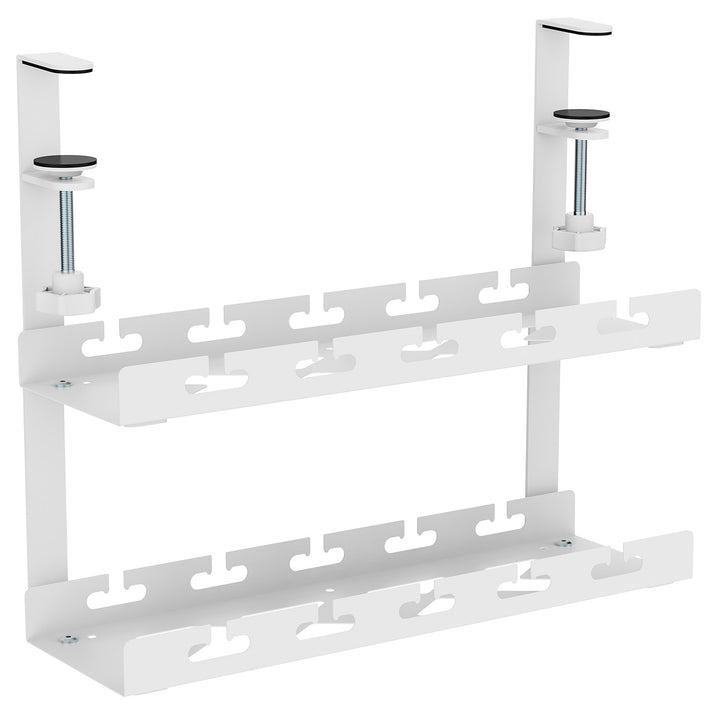 Maclean kabelopbergsysteem voor onder het bureau, max. belasting 5kg, 2 niveaus, wit, MC-104 W
