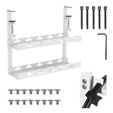 Maclean kabelopbergsysteem voor onder het bureau, max. belasting 5kg, 2 niveaus, wit, MC-104 W