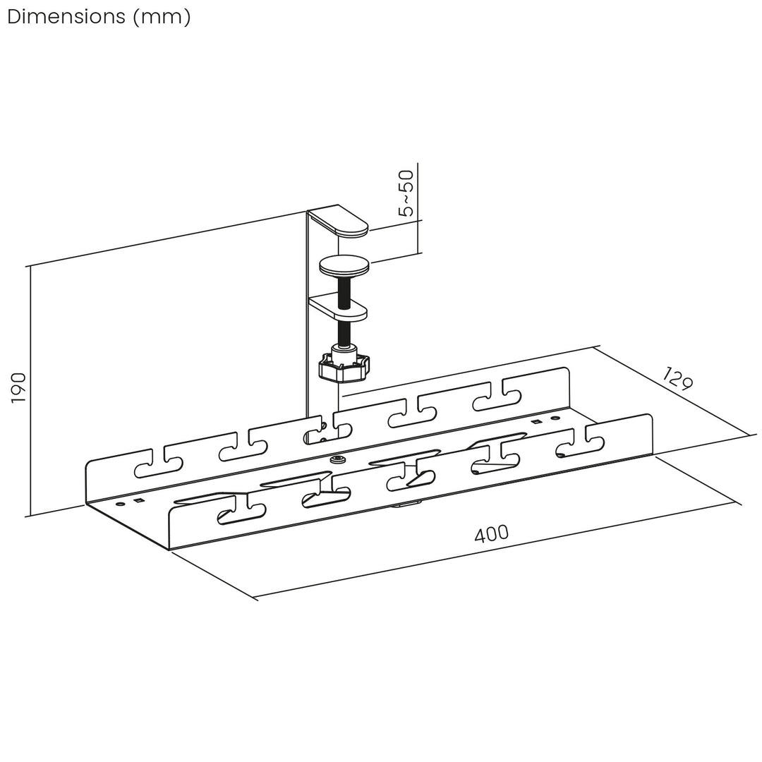 Maclean kabelopbergsysteem voor onder het bureau, max. belasting 5kg, wit, MC-105 W