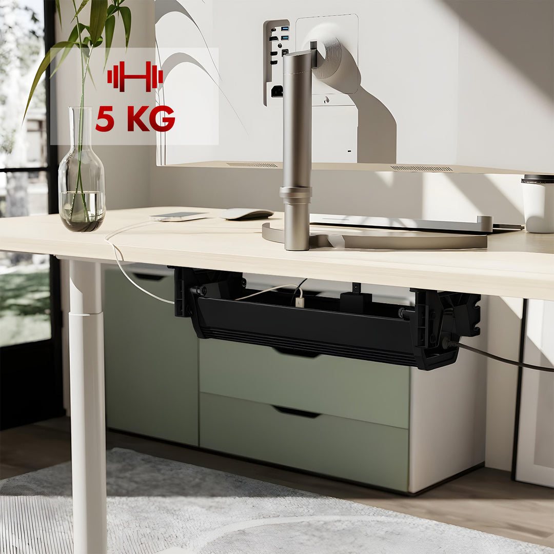 Maclean kabelopbergsysteem voor onder het bureau, max. belasting 5 kg, wit, MC-106 W