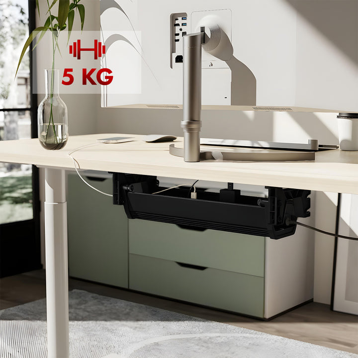 Maclean kabelopbergsysteem voor onder het bureau, max. belasting 5 kg, wit, MC-106 W