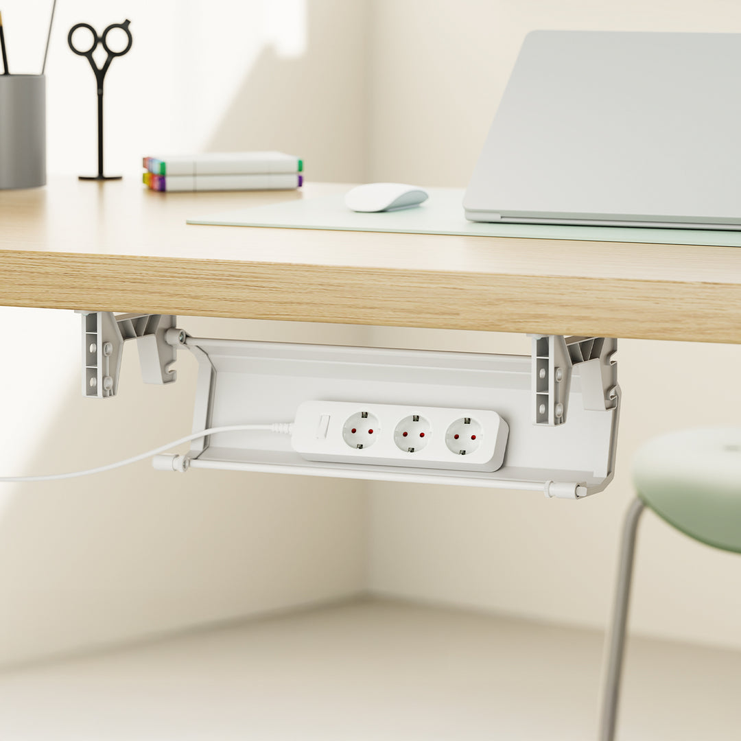 Maclean kabelopbergsysteem voor onder het bureau, max. belasting 5 kg, wit, MC-106 W