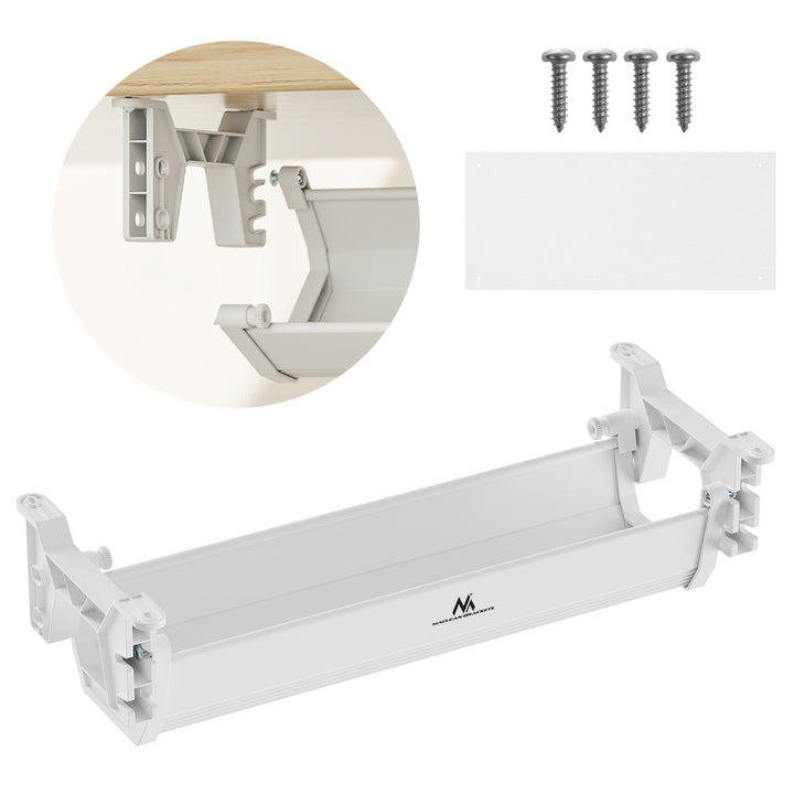 Maclean kabelopbergsysteem voor onder het bureau, max. belasting 5 kg, wit, MC-106 W