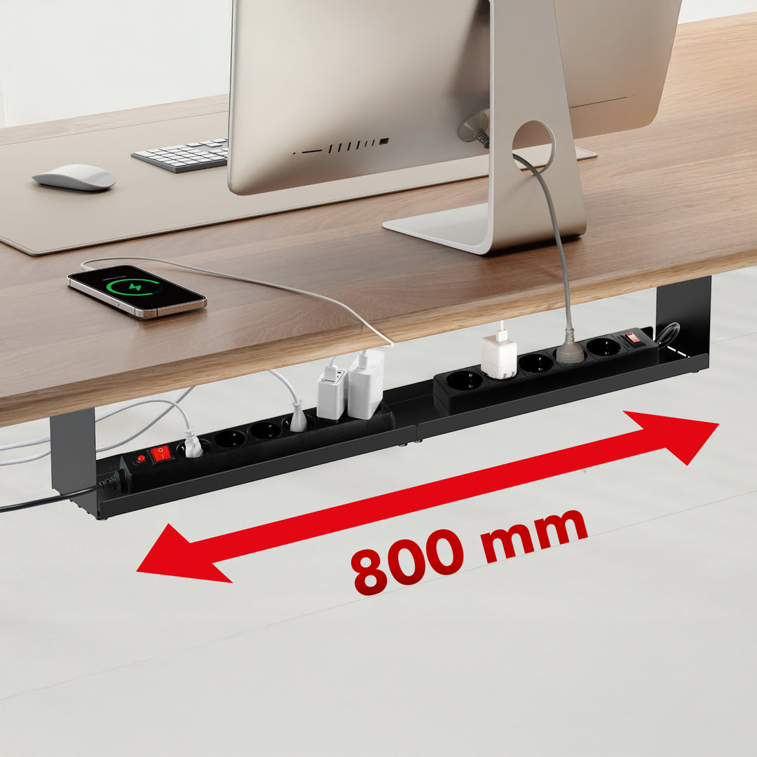 Maclean compacte kabelgoot voor onder het bureau, max. belasting 5kg, zwart, MC-107 B