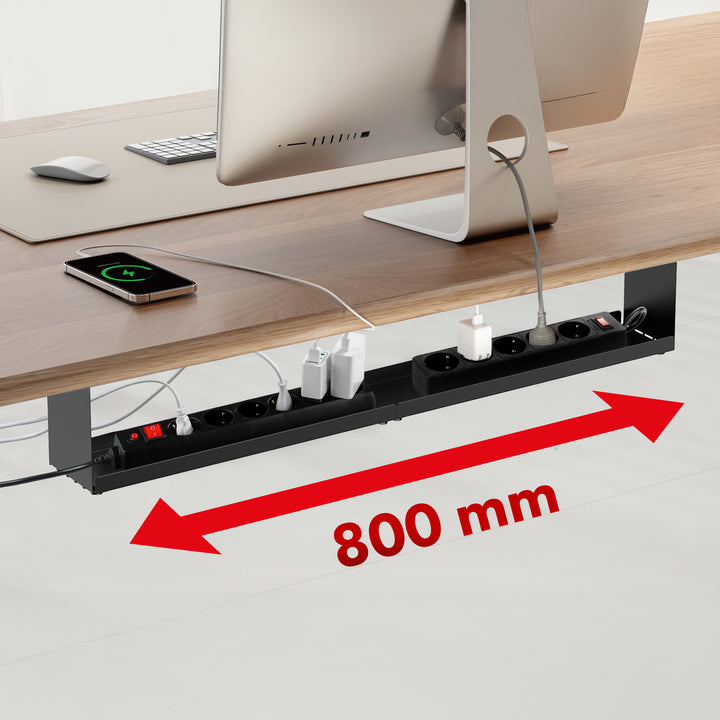 Maclean compacte kabelgoot voor onder het bureau, max. belasting 5kg, zwart, MC-107 B