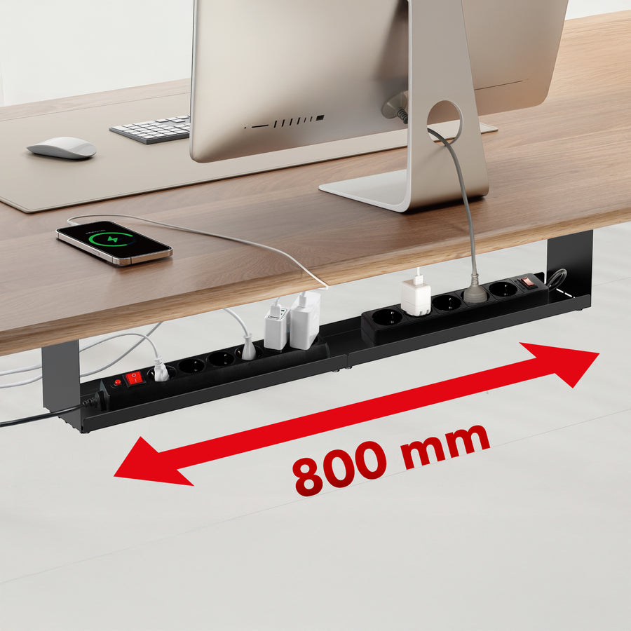Maclean compacte kabelgoot voor onder het bureau, max. belasting 5kg, zwart, MC-107 B