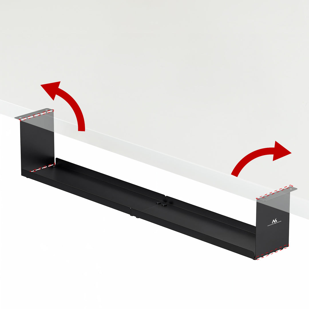 Maclean compacte kabelgoot voor onder het bureau, max. belasting 5kg, zwart, MC-107 B
