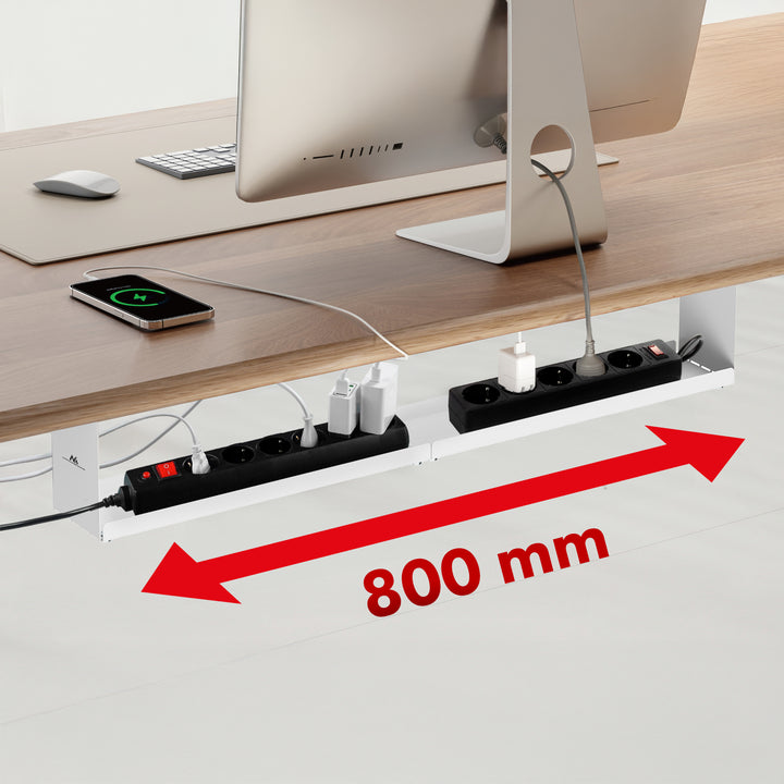 Maclean compacte kabelgoot voor onder het bureau, max. belasting 5 kg, wit, MC-107 W