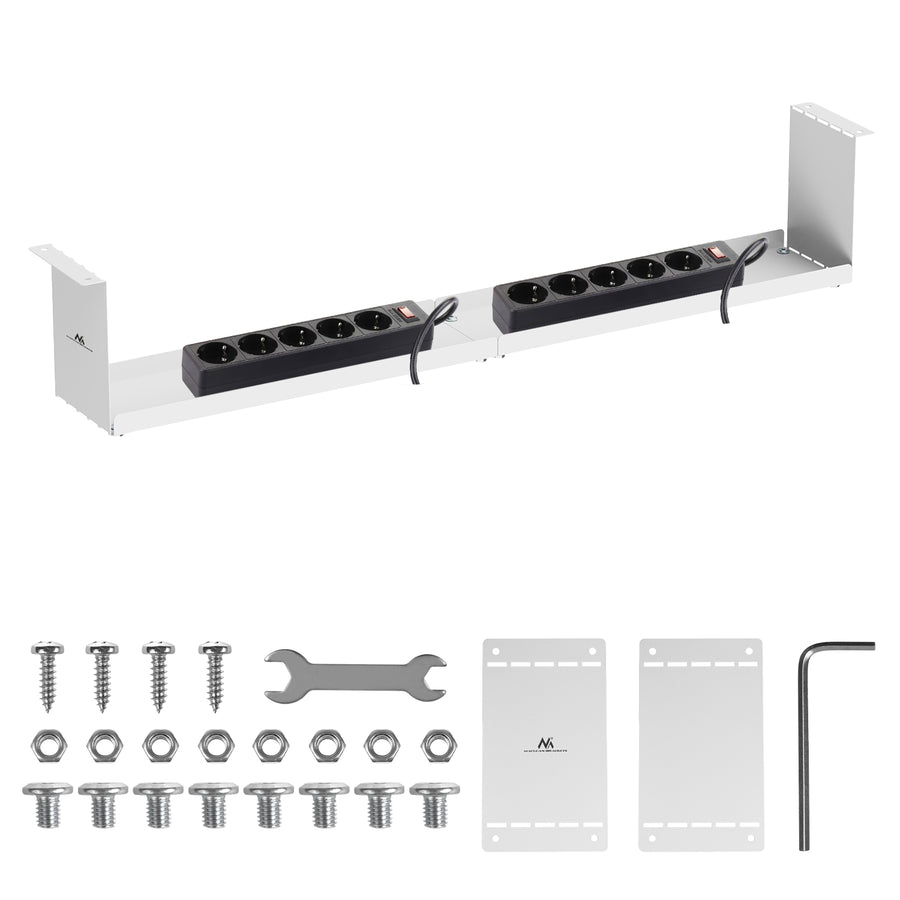Maclean compacte kabelgoot voor onder het bureau, max. belasting 5 kg, wit, MC-107 W