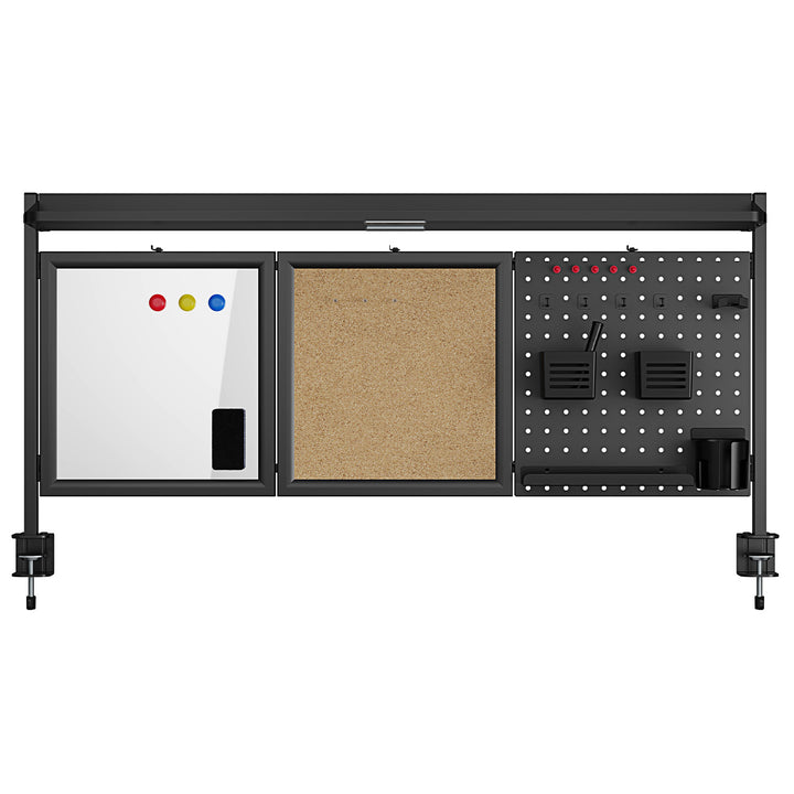 Bureauverdeler / organizer Ergo Office, max. belasting 10kg, wit en kurkplaat, breedte 1250mm, zwart,ER-300 B