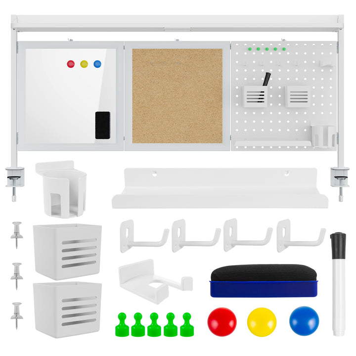 Ergo Office - Bureauverdeler / organizer, max. belasting 10kg, wit en kurkplaat, breedte 1250mm, wit, ER-300 W