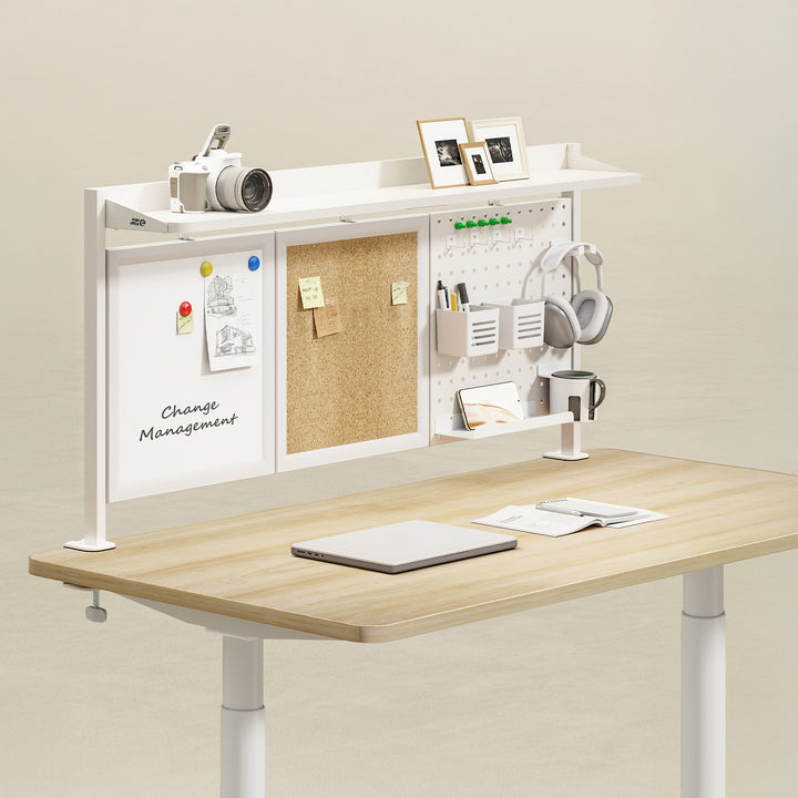Ergo Office - Bureauverdeler / organizer, max. belasting 10kg, wit en kurkplaat, breedte 1250mm, wit, ER-300 W