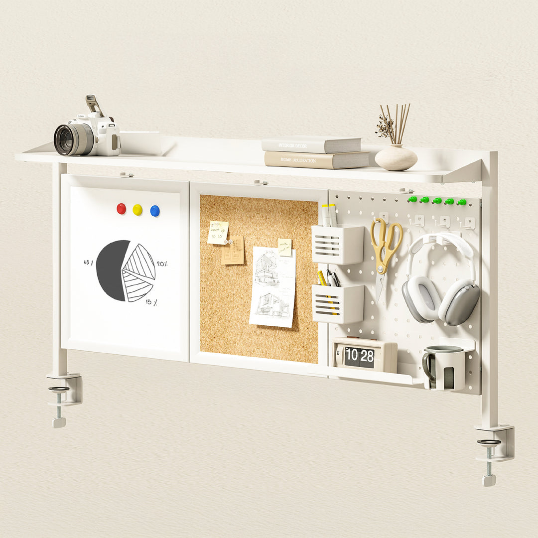 Ergo Office - Bureauverdeler / organizer, max. belasting 10kg, wit en kurkplaat, breedte 1250mm, wit, ER-300 W