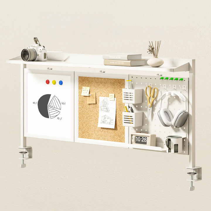 Ergo Office - Bureauverdeler / organizer, max. belasting 10kg, wit en kurkplaat, breedte 1250mm, wit, ER-300 W
