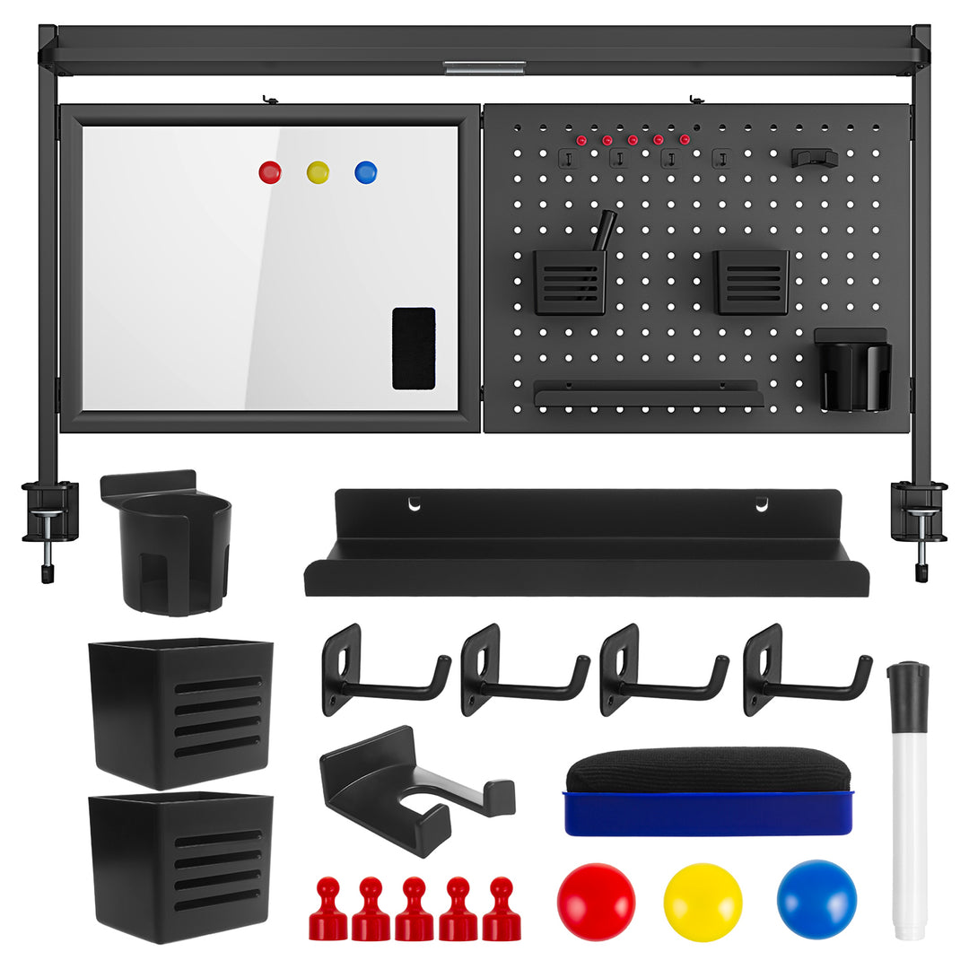 Bureauverdeler / organizer Ergo Office, max. belasting 10kg, wit bord, breedte 1116mm, zwart, ER-301 B