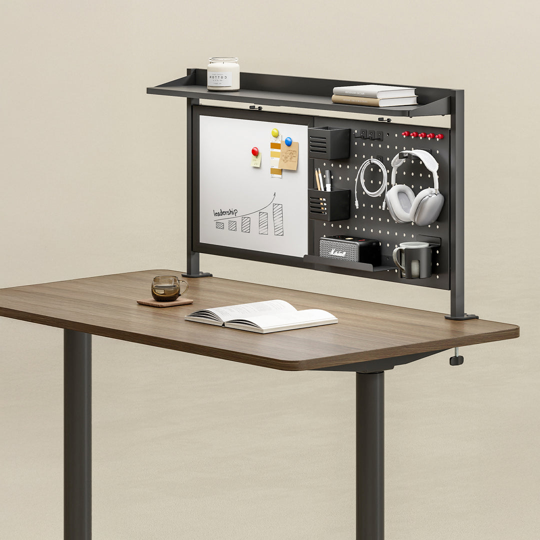 Bureauverdeler / organizer Ergo Office, max. belasting 10kg, wit bord, breedte 1116mm, zwart, ER-301 B