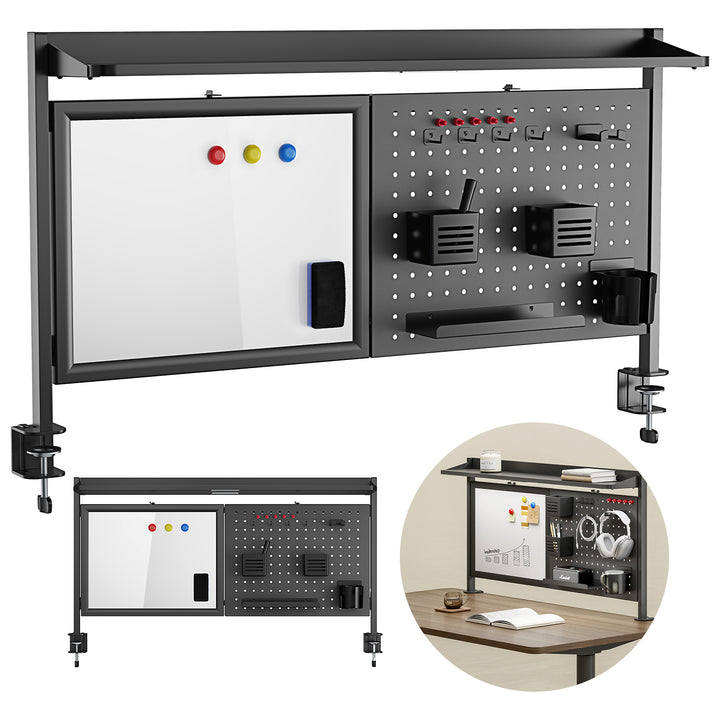 Bureauverdeler / organizer Ergo Office, max. belasting 10kg, wit bord, breedte 1116mm, zwart, ER-301 B