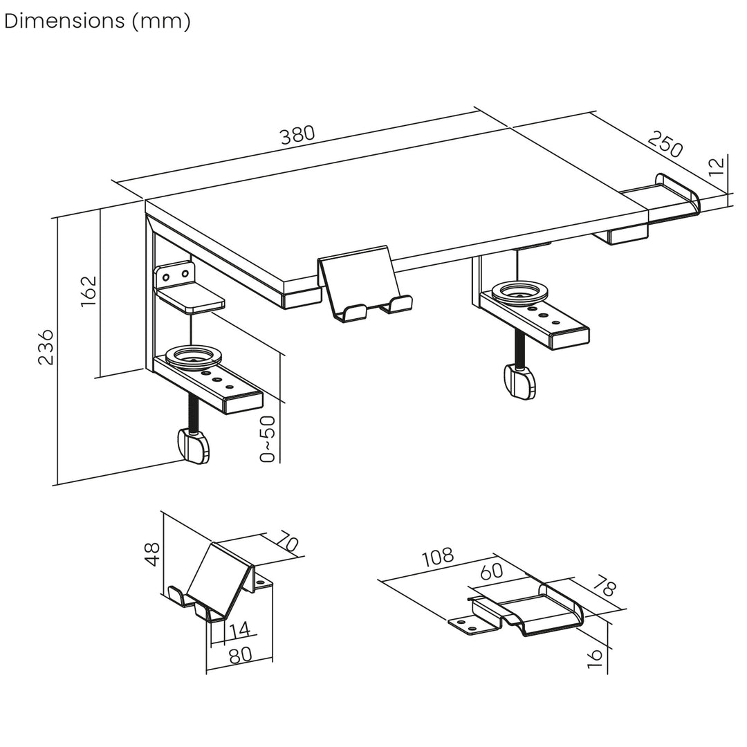 Laptop- / monitorstandaard Ergo Office, max. belasting 20 kg, voor diag. 13-32", zwart, ER-303 B