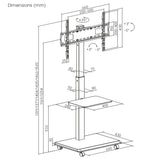 TV-standaard / trolley Ergo-Office, max. belasting 50kg / 5kg plank, max. VESA 600x400, ingebouwde contactdoos, zwart, ER-304 B