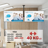 Maclean plafondbeugel voor twee TV's, max. belasting 2x40kg, 34-60", max VESA 600x400, MC-111 B