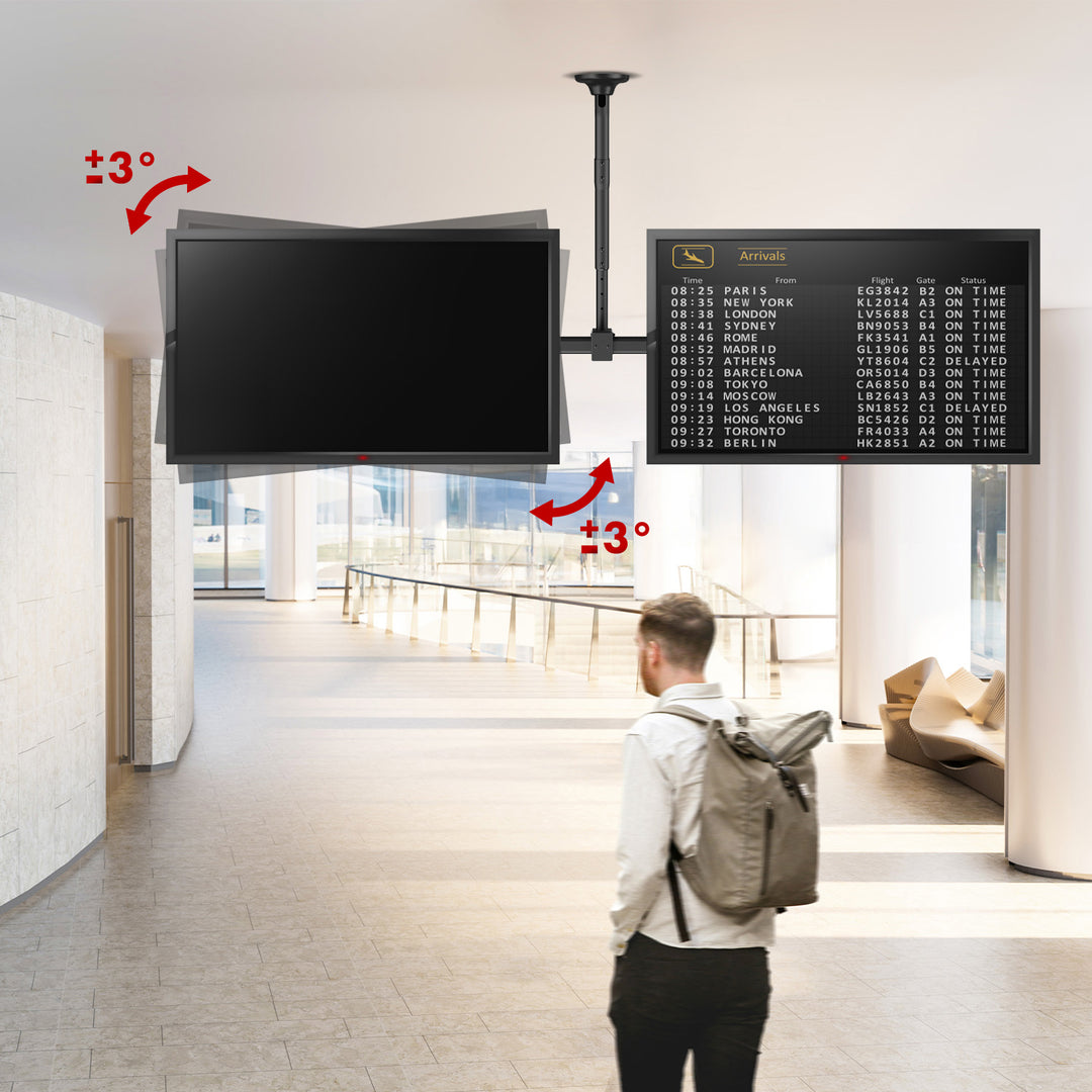 Maclean plafondbeugel voor twee TV's, max. belasting 2x40kg, 34-60", max VESA 600x400, MC-111 B