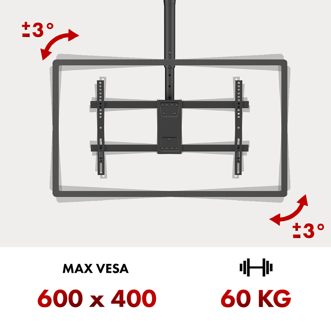 Plafondbeugel voor Maclean TV, max. belasting 60kg, 43-86", max VESA 600x400, MC-112 B