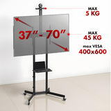 Maclean TV-standaard / trolley, camera plank, op wielen, 37-70", max. belasting 45kg/5kg plank, max. VESA 600x400, MC-113 B
