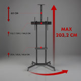 Maclean TV-standaard / trolley, camera plank, op wielen, 37-70", max. belasting 45kg/5kg plank, max. VESA 600x400, MC-113 B