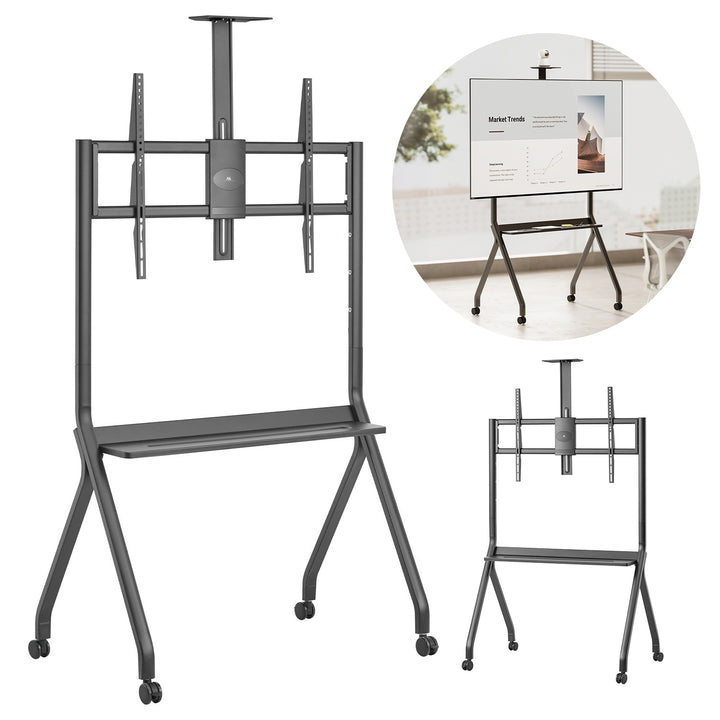 Maclean TV-standaard / trolley, camera plank, op wielen, 55-100", max. belasting 120kg/10kg plank, max. VESA 900x600, zwart, MC-114 B