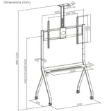 Maclean TV-standaard / trolley, camera plank, op wielen, 55-100", max. belasting 120kg/10kg plank, max. VESA 900x600, wit, MC-114 W
