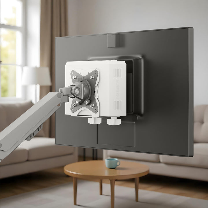 Maclean - mini-computersteun - PC-houder -17-70 mm bereik, VESA-compatibel, maximale belasting 5 kg, wit, MC-115 W