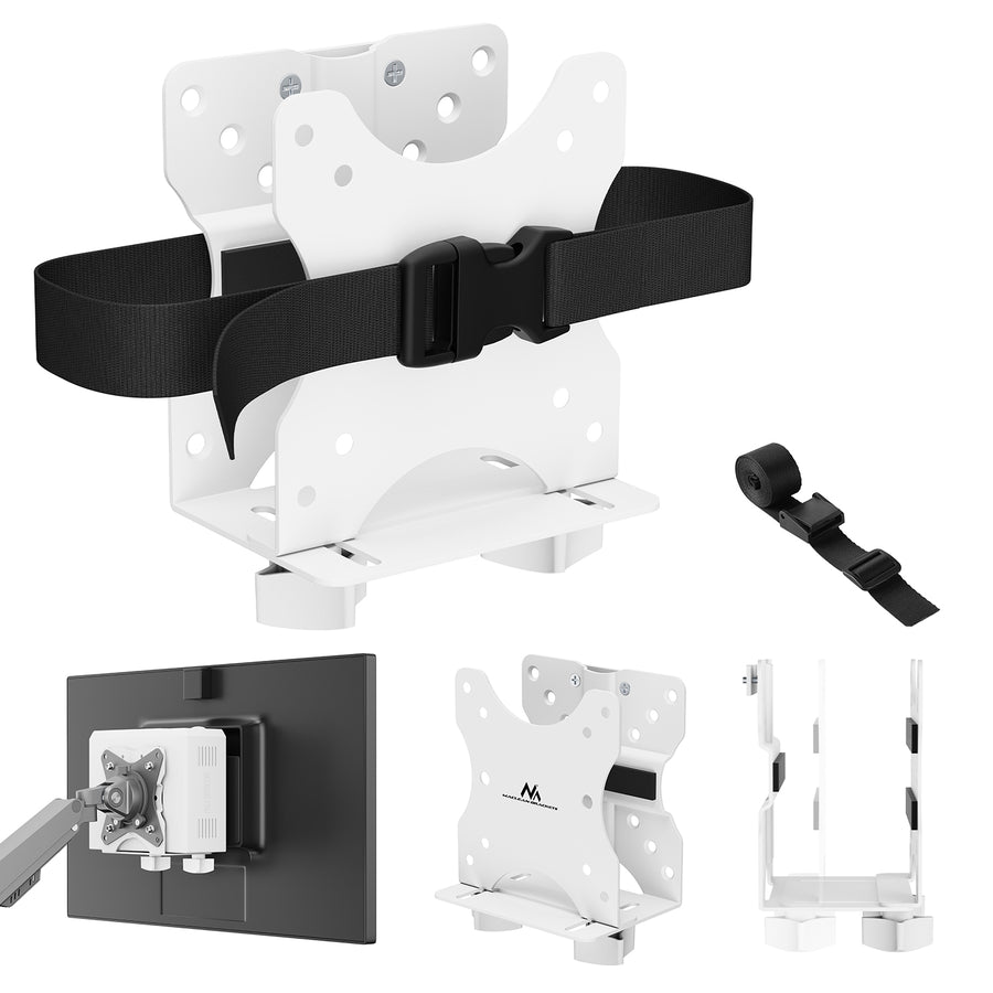 Maclean - mini-computersteun - PC-houder -17-70 mm bereik, VESA-compatibel, maximale belasting 5 kg, wit, MC-115 W