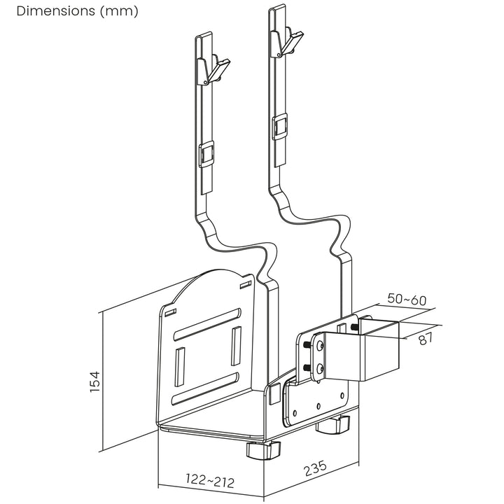 Maclean - PC-houder, bereik 122-212mm, max. belasting 10kg, zwart, MC-116 B