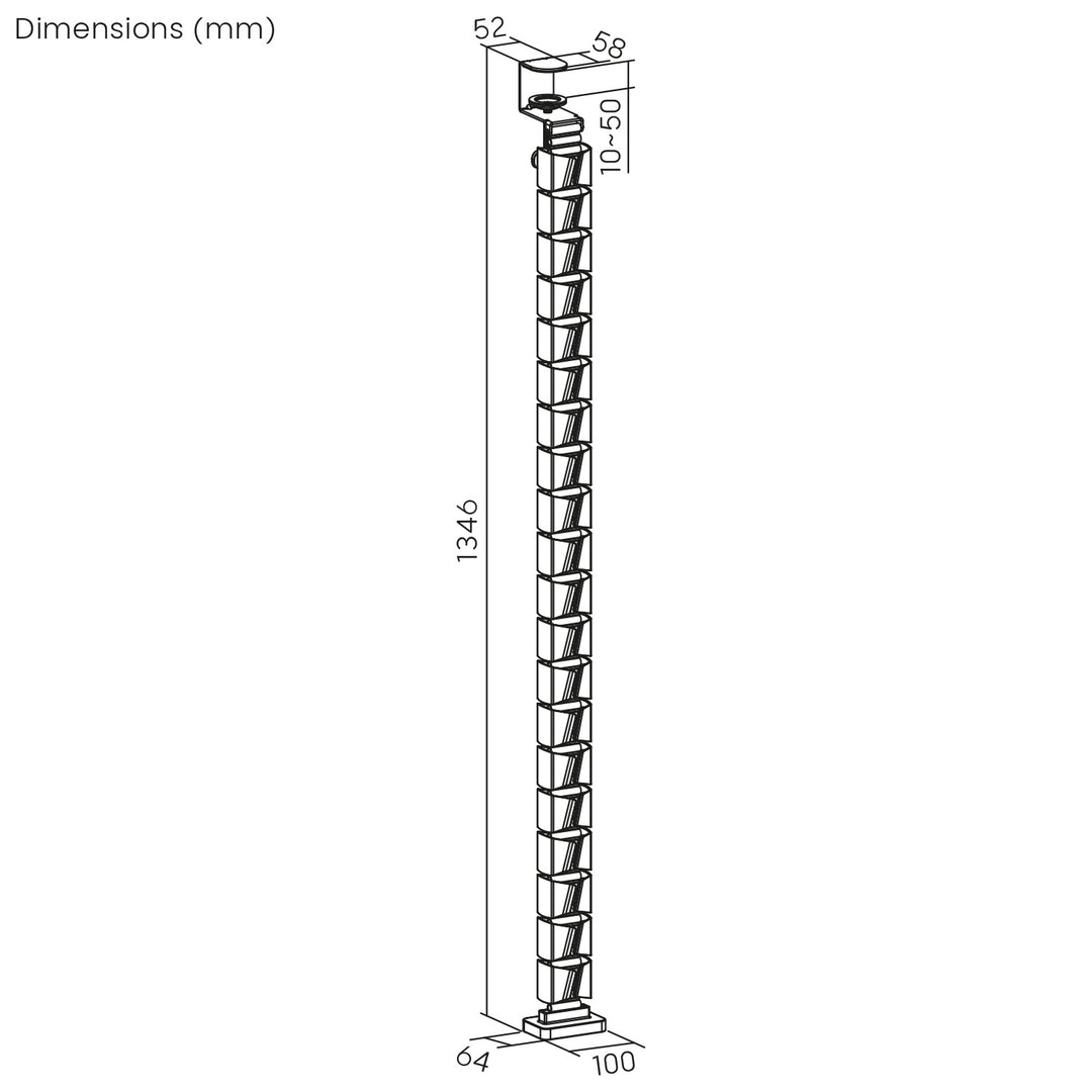 Nano RS bureaukabelopberger / kabelrooster, 1345mm, zwart en rood, RS125