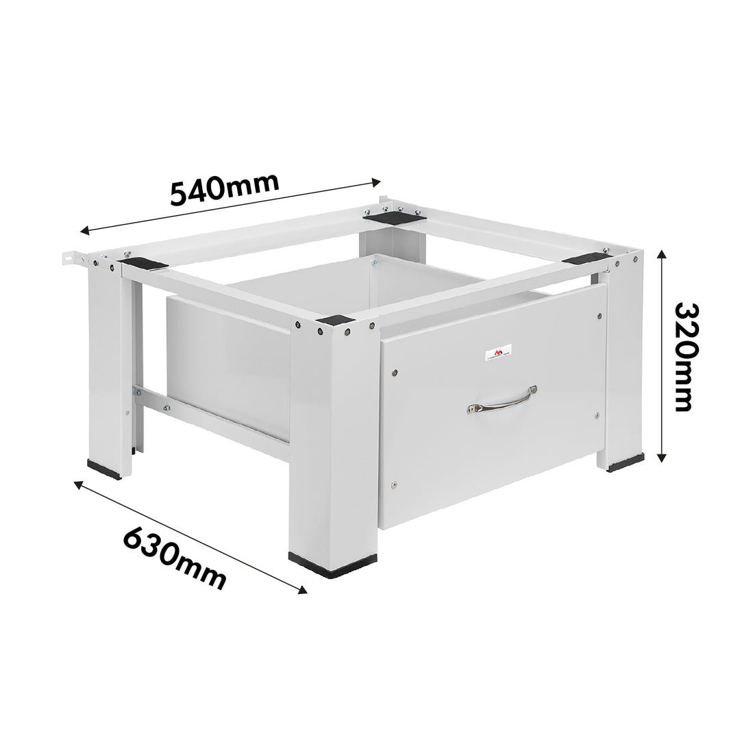 Sokkel voor wasmachine/droger met lade Maclean, max. belasting 150kg, wit, MC-117 W