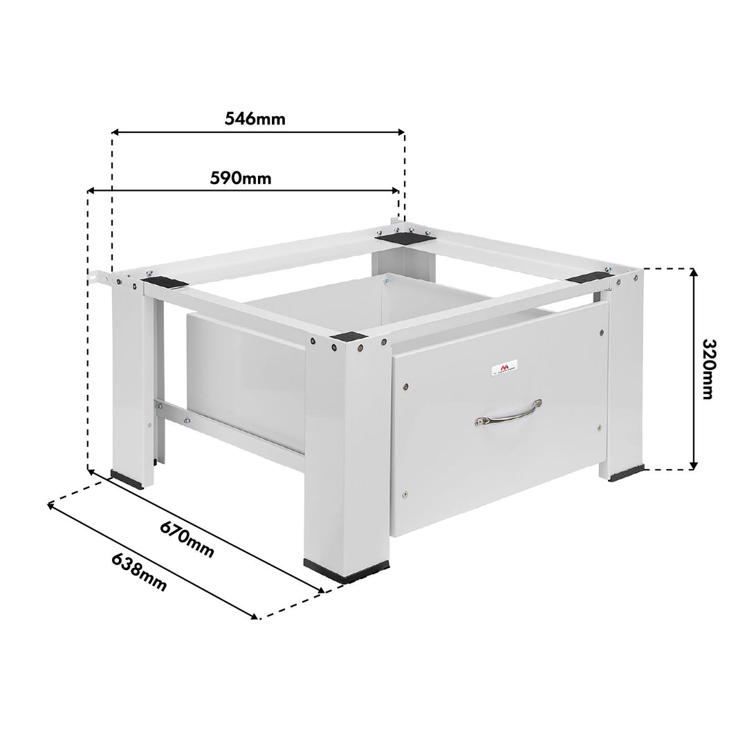 Onderstel voor wasmachine/droger met lade van Maclean, max. belasting 150 kg, wit, MC-117 W