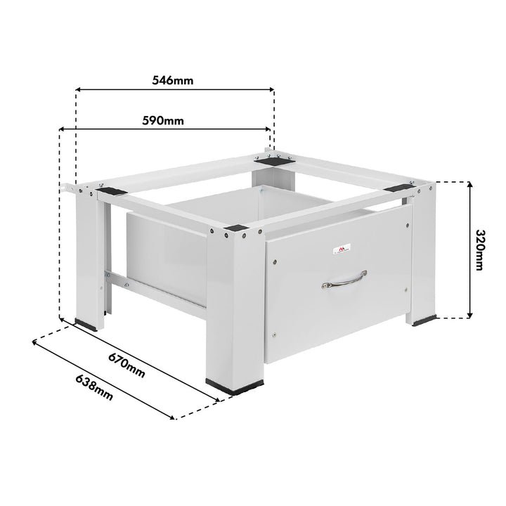 Onderstel voor wasmachine/droger met lade van Maclean, max. belasting 150 kg, wit, MC-117 W