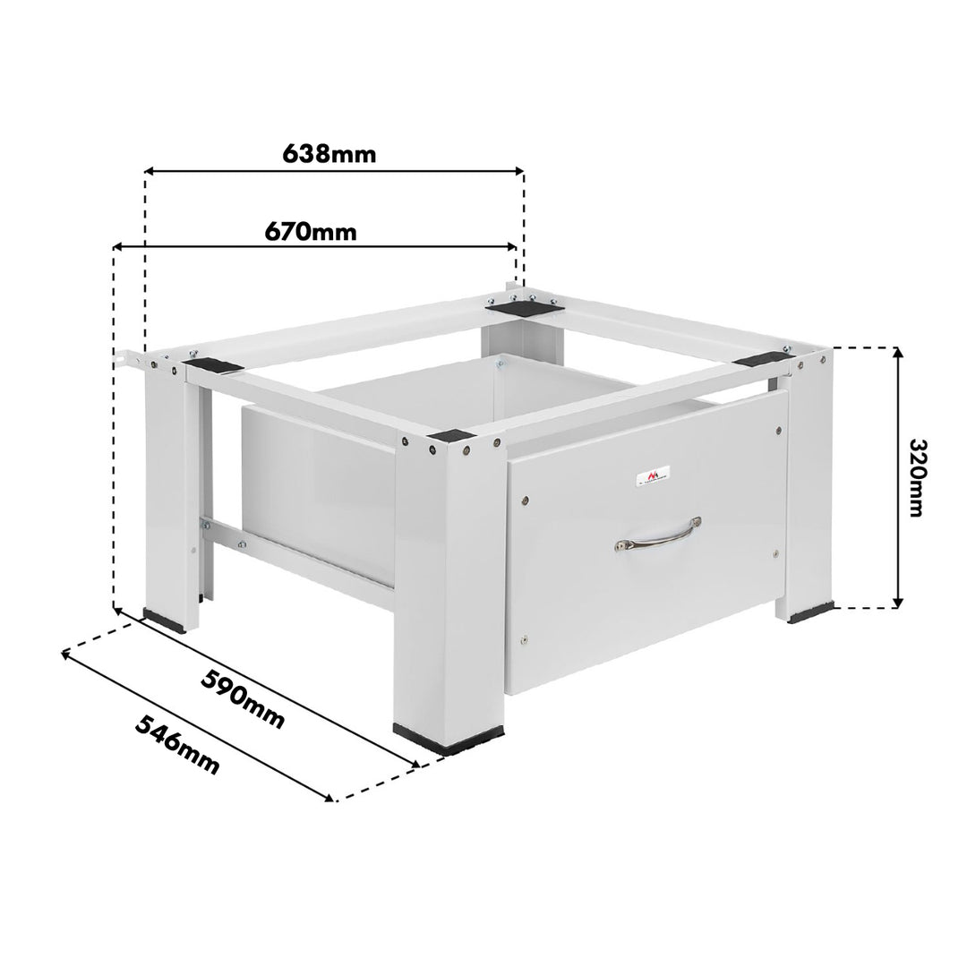 Onderstel voor wasmachine/droger met lade van Maclean, max. belasting 150 kg, wit, MC-117 W