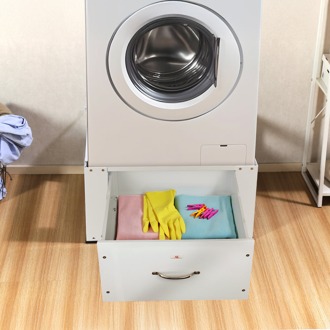 Sokkel voor wasmachine/droger met lade Maclean, max. belasting 150kg, wit, MC-117 W