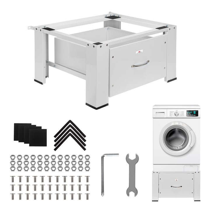 Sokkel voor wasmachine/droger met lade Maclean, max. belasting 150kg, wit, MC-117 W