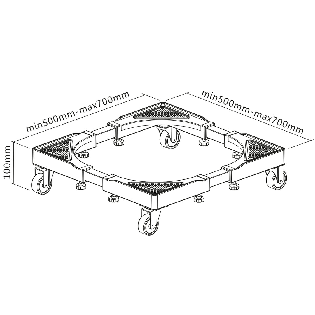 Verrijdbaar wasmachinestandaard Maclean, verrijdbaar, 500-700mm breed, universeel, tot 200kg, MC-118 B