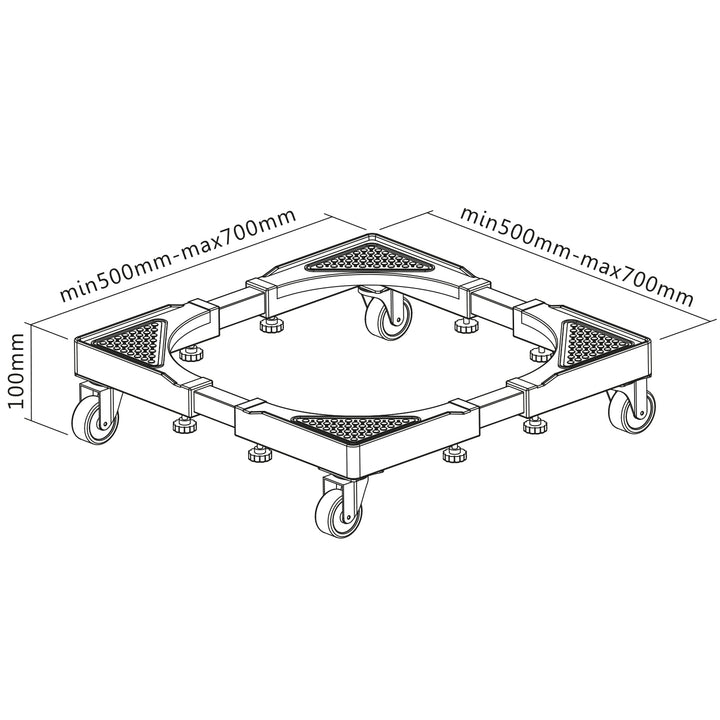 Verrijdbaar wasmachinestandaard Maclean, verrijdbaar, 500-700mm breed, universeel, tot 200kg, MC-118 B
