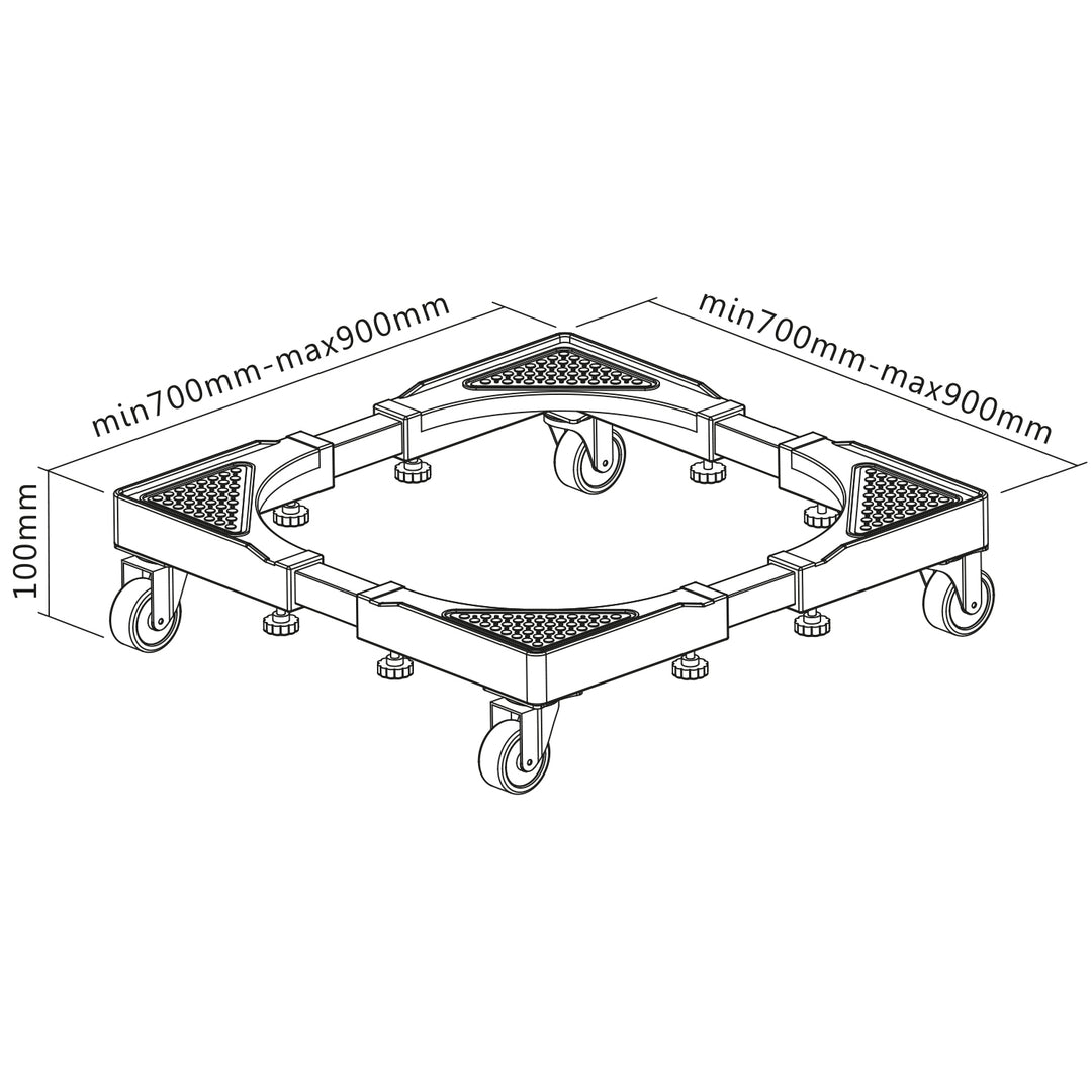 Verrijdbare wasmachinehouder Maclean, met zwenkwielvergrendeling, 700-900mm breed, universeel, tot 200kg, MC-119 B