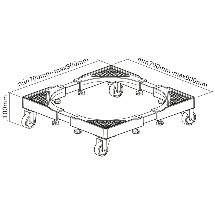 Verrijdbare wasmachinehouder Maclean, met zwenkwielvergrendeling, 700-900mm breed, universeel, tot 200kg, MC-119 B