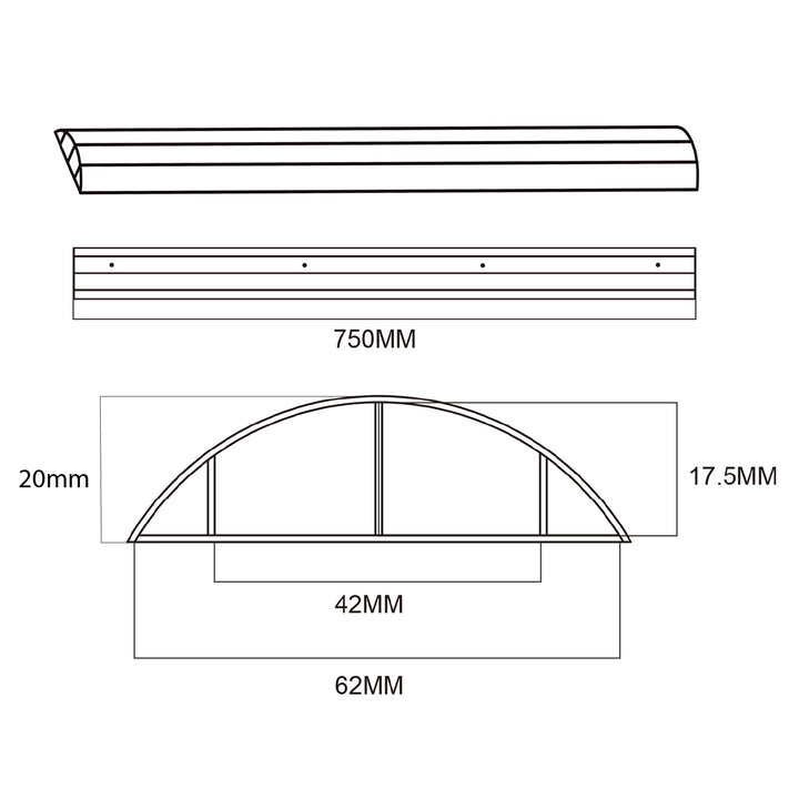Maclean aluminium kabelafdekstrip, 62x20x750mm, zwart, MC-814 B