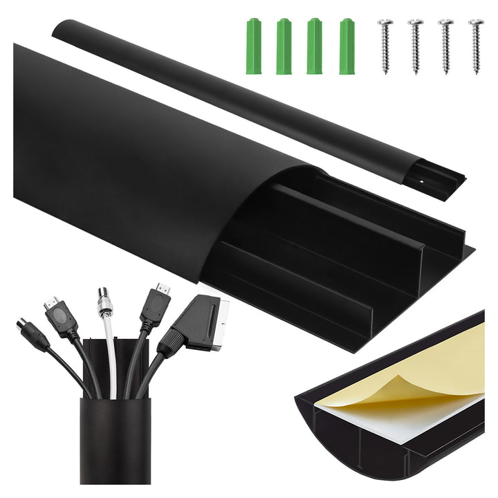 Maclean aluminium kabelafdekstrip, 62x20x750mm, zwart, MC-814 B