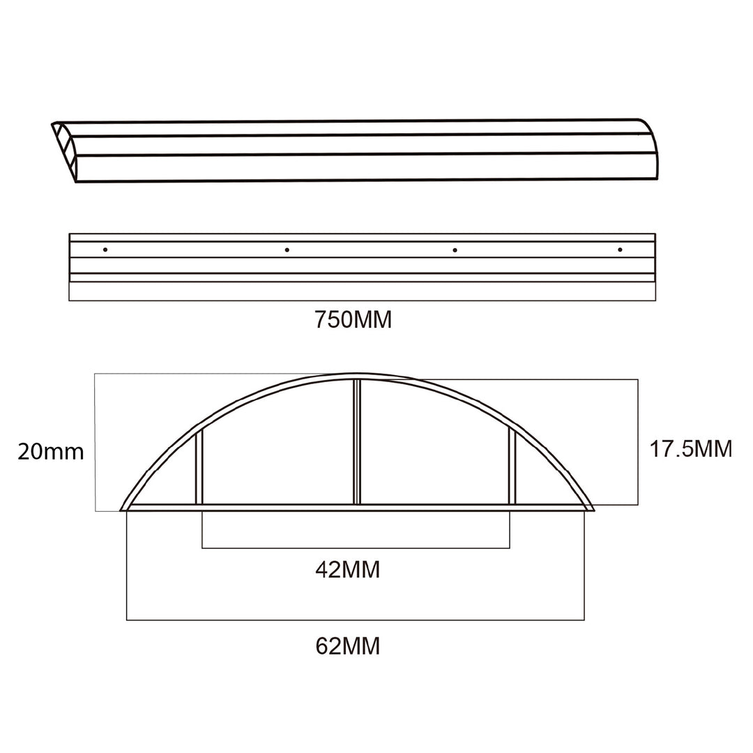 Maclean aluminium kabelafdekstrip, 62x20x750mm, wit, MC-814 W